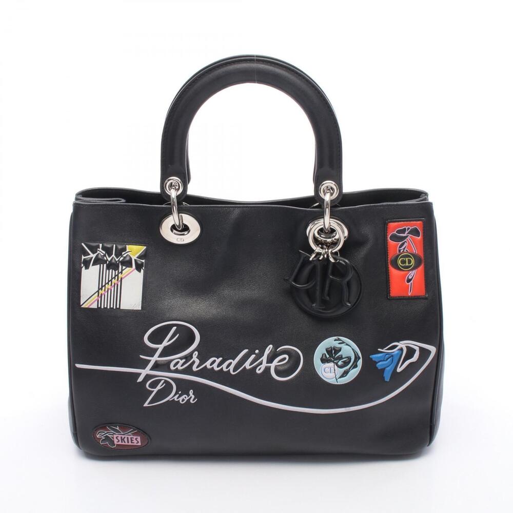Christian Dior Paradise Dior Diorissimo Handbag Leather Black Multicolor
